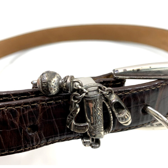 Brighton Belt Womens Medium 30 Dark Brown Leather Golf Silvertone Buckle C3008 - Picture 4 of 13